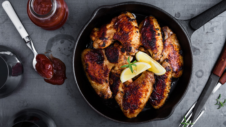 browned chicken in skillet