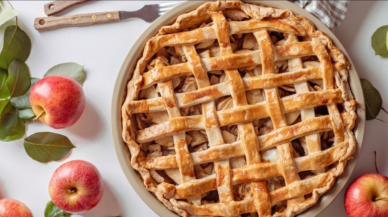 apple pie on counter