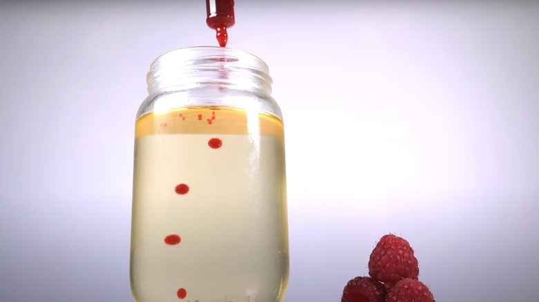 raspberry caviar being made