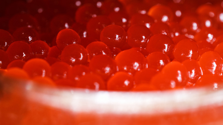 red caviar pearls up close