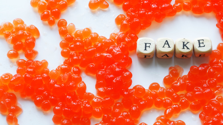 artificial caviar shown as fake