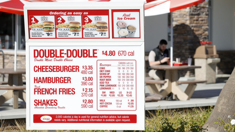 In-N-Out menu at drive thru