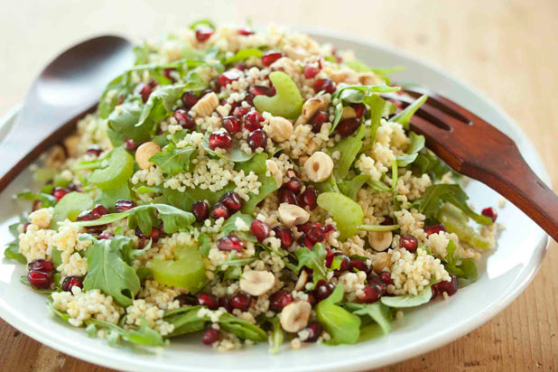 Bulgar With Arugula, Pomegranate, and Hazelnuts Recipe