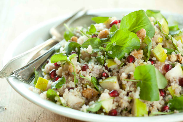 Quinoa with Watercress, Pears, and Pomegranates Recipe