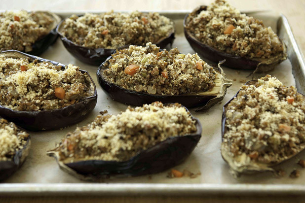 Baked Eggplant with Nutty Bulgur Stuffing