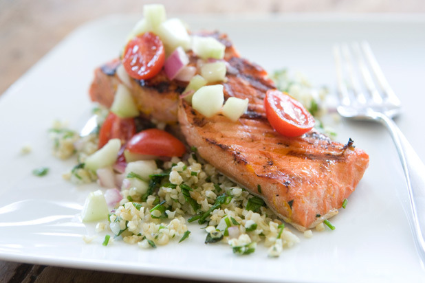 Citrus Marinated Grilled Salmon with Tabbouleh Salad Recipe