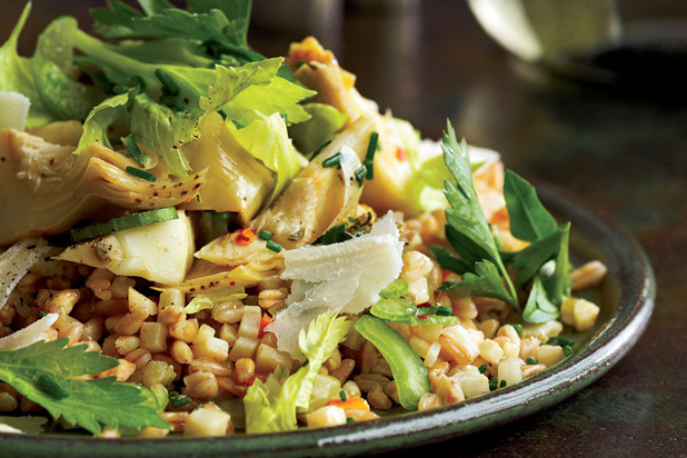 Farro with Artichokes and Herb Salad