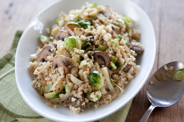 Brussels Sprouts with Millet and Mushrooms Recipe