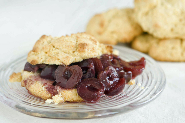 Corn Shortcakes with Cherry Compote