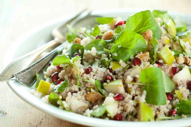 Quinoa with Watercress, Pears, and Pomegranates Recipe