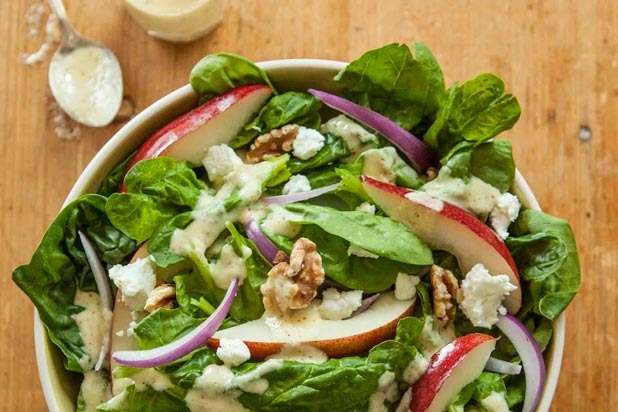 Spinach Salad with Pears, Walnuts, and Goat Cheese Recipe