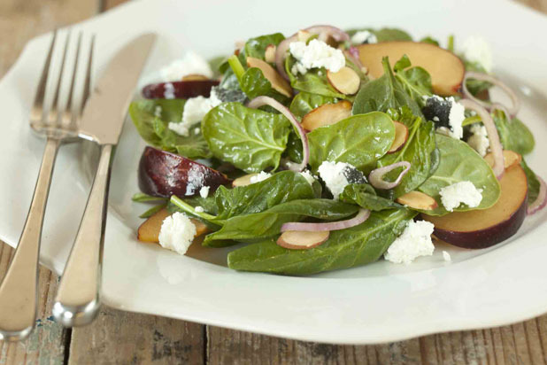 Spinach Salad with Plums and Goat Cheese Recipe