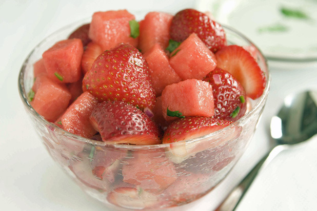 Watermelon and Strawberry Salad with Chile Vinaigrette