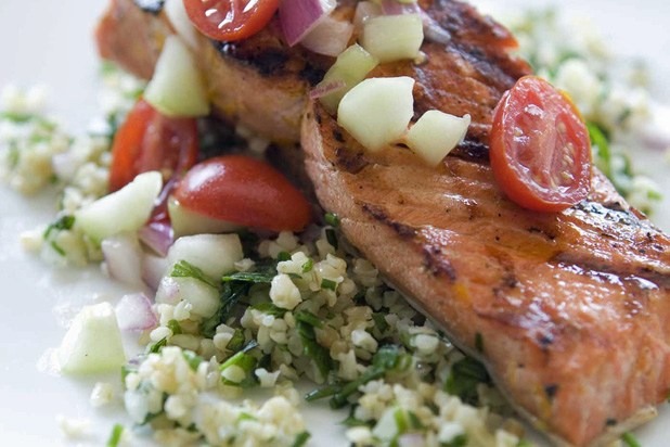 Citrus-Marinated Grilled Salmon with Tabbouleh