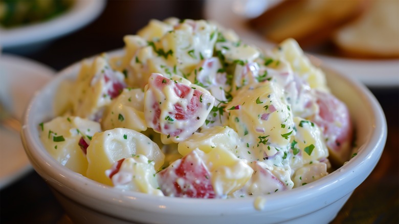 Bowl of creamy potato salad