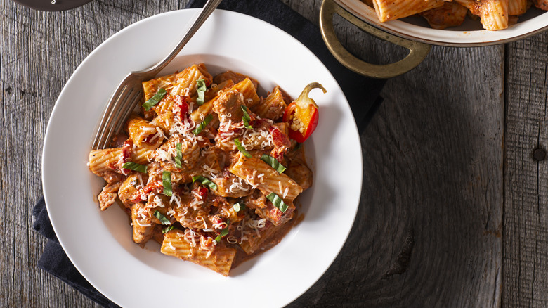 Bowl of rigatoni alla vodka