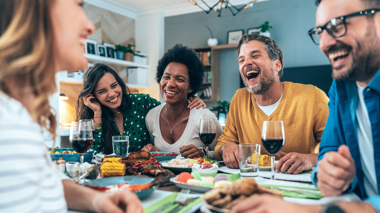 Friends at dinner party