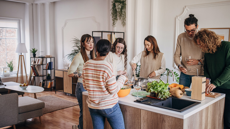 Dinner party in the kitchen