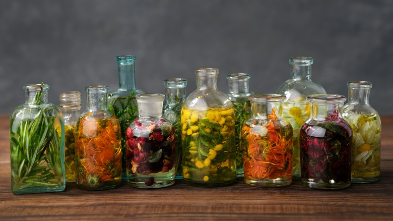 Bottles of infused oils