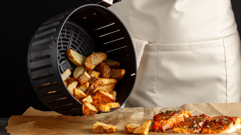 roasted potatoes in air fryer basket