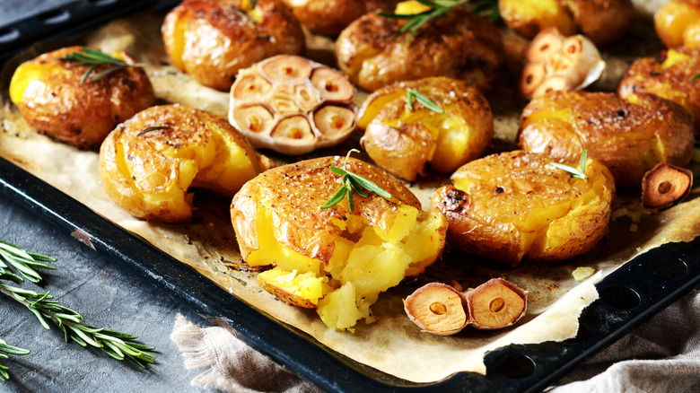 garlic and herb smashed potatoes