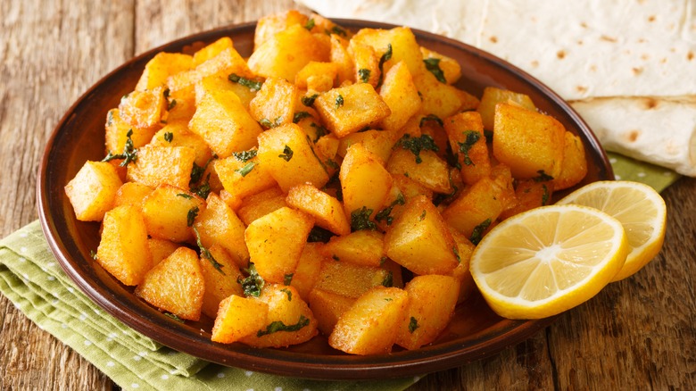 roasted potatoes in lemon dressing