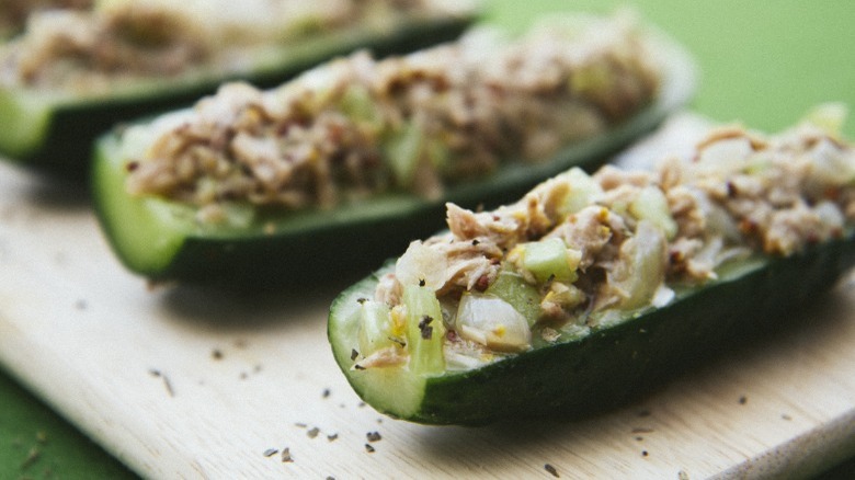 Tuna salad in cucumber