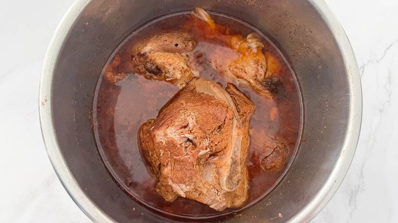 pork and water in pot
