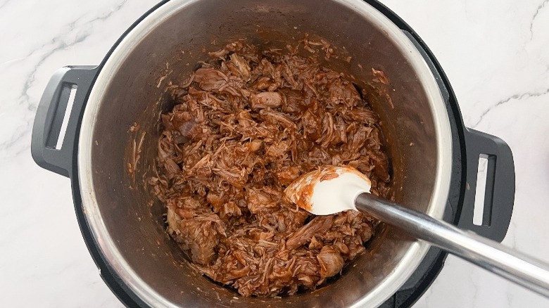 shredded pork in bbq sauce in Instant Pot