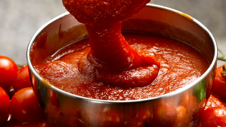 Fresh tomato sauce spooned