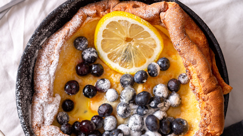 Dutch baby with lemon and berries