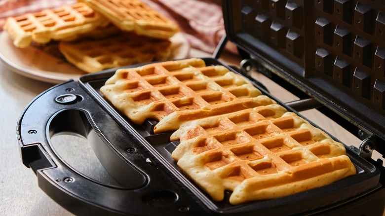 waffles in waffle maker