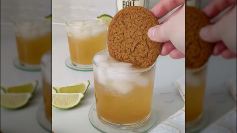 Gingersnap dipped into cocktail