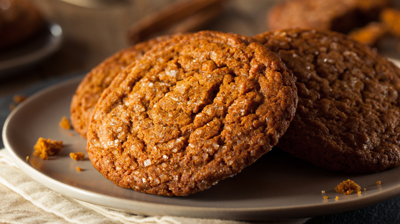 Gingersnap cookies on a plate