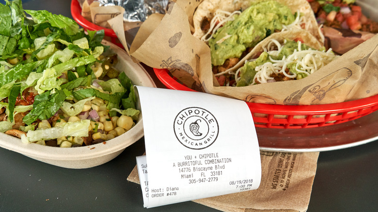 Chipotle burrito bowl and tacos