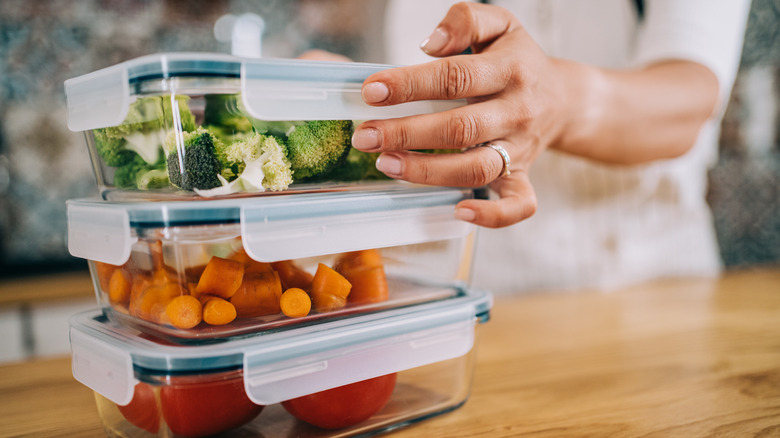 Stacked food storage containers 