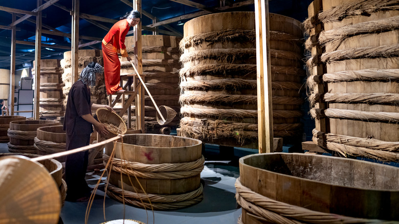 Vats of fish sauce 