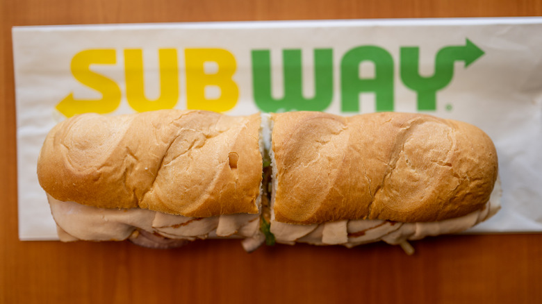 Subway sandwich on bag