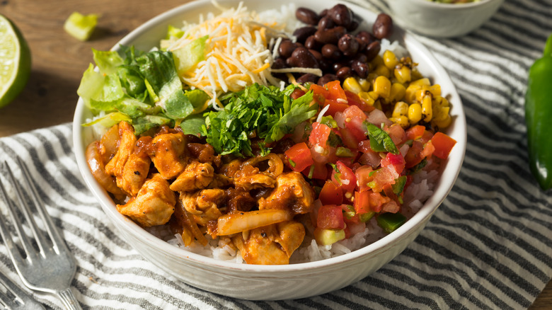 Homemade chicken burrito bowl