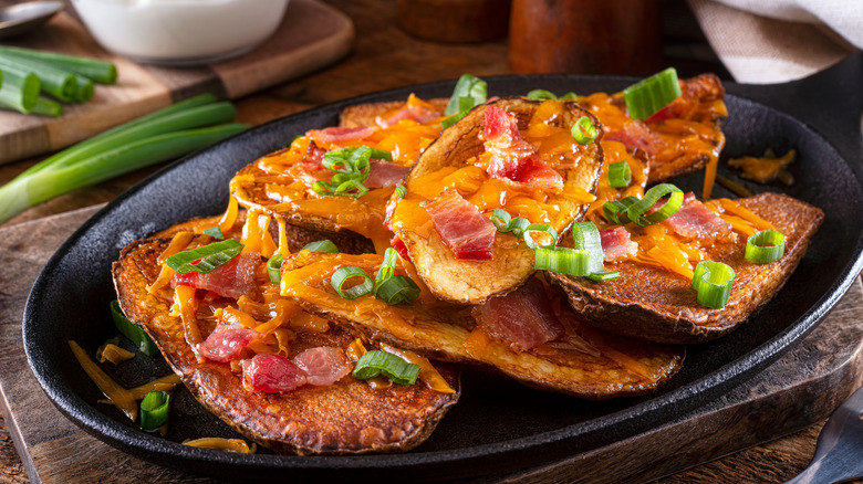 potato skins in pan