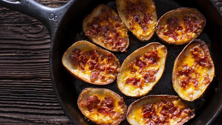 potato skins in pan