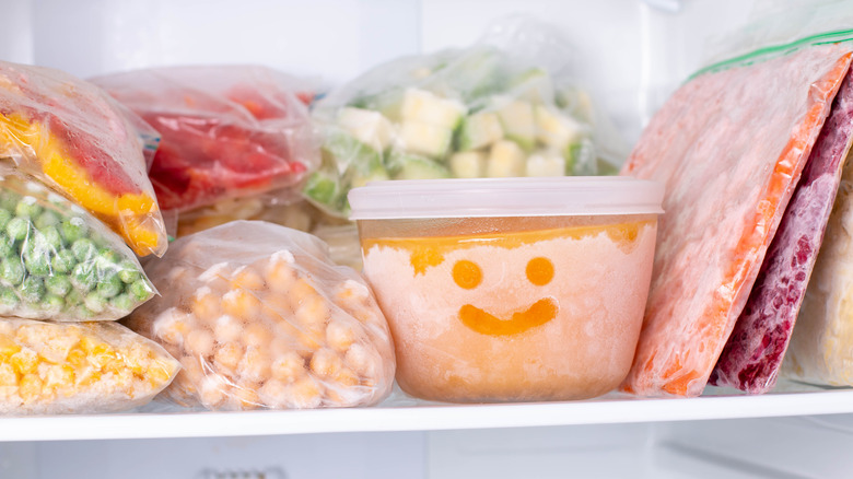 Frozen food in the freezer