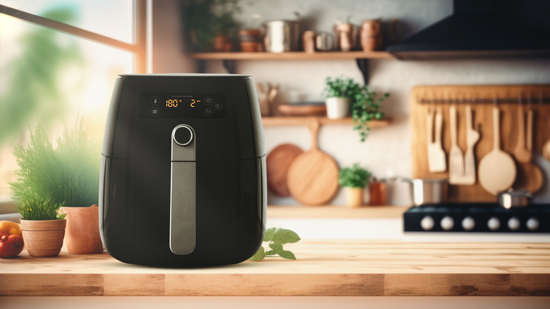 Basket air fryer on countertop