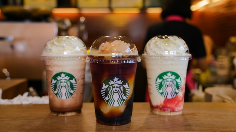 Three Frappuccino drinks