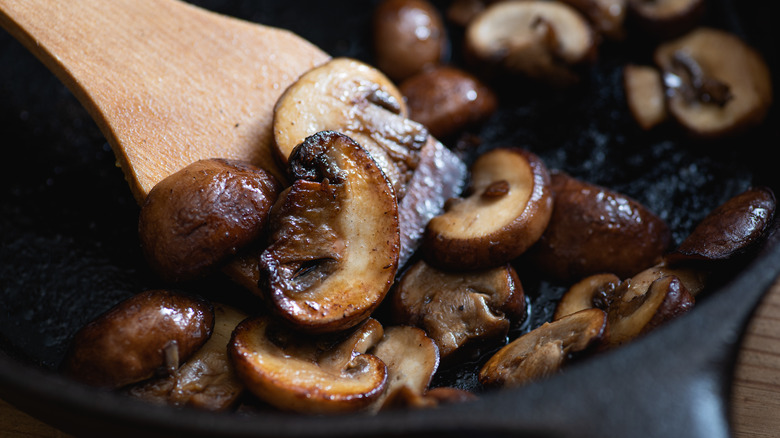 Sautéed mushrooms on a skillet 