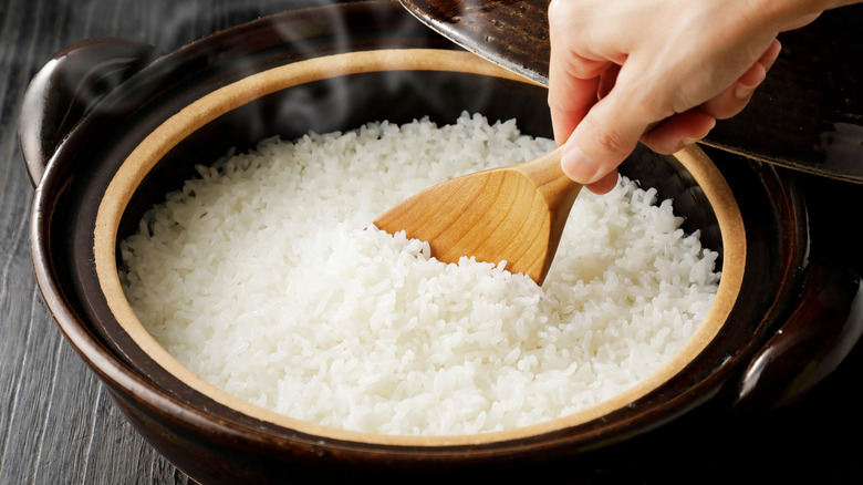 Rice in Japanese hot pot