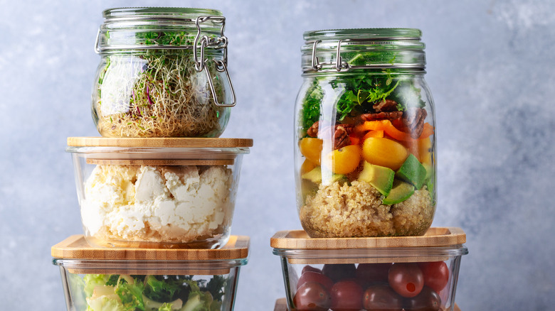 Glass storage containers with food 