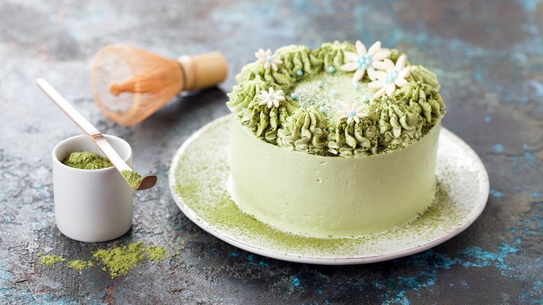 Matcha green tea cream cake