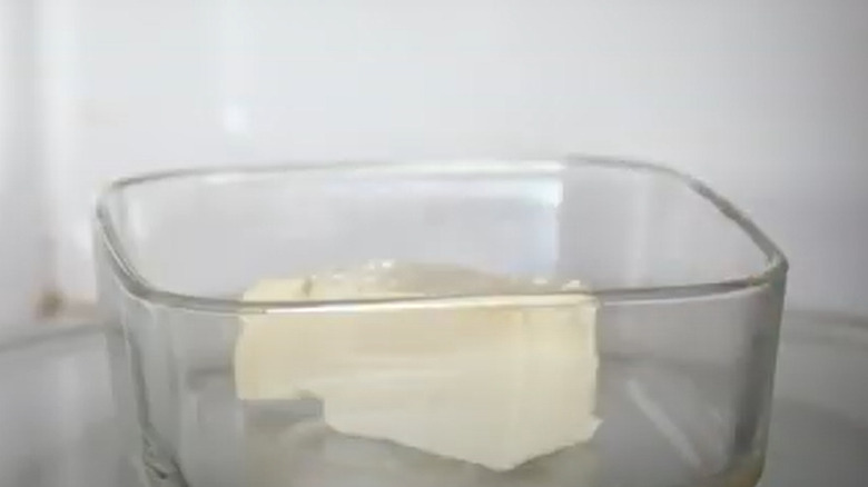 Cream cheese in microwave bowl