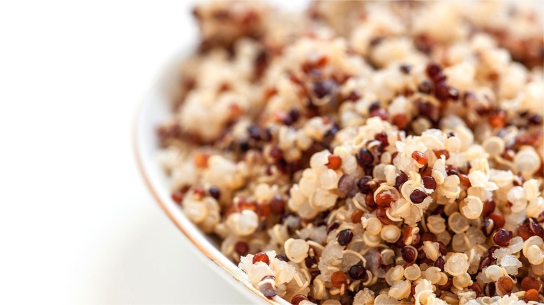 Closeup of cooked quinoa 